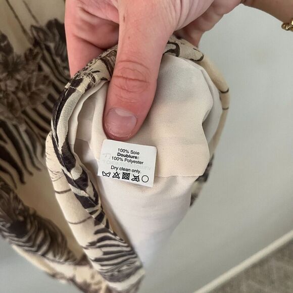 Madewell Womens Ivory Safari Silk Dress 4 Midi Sleeveless V-Neck Elephant Zebra - Picture 7 of 9